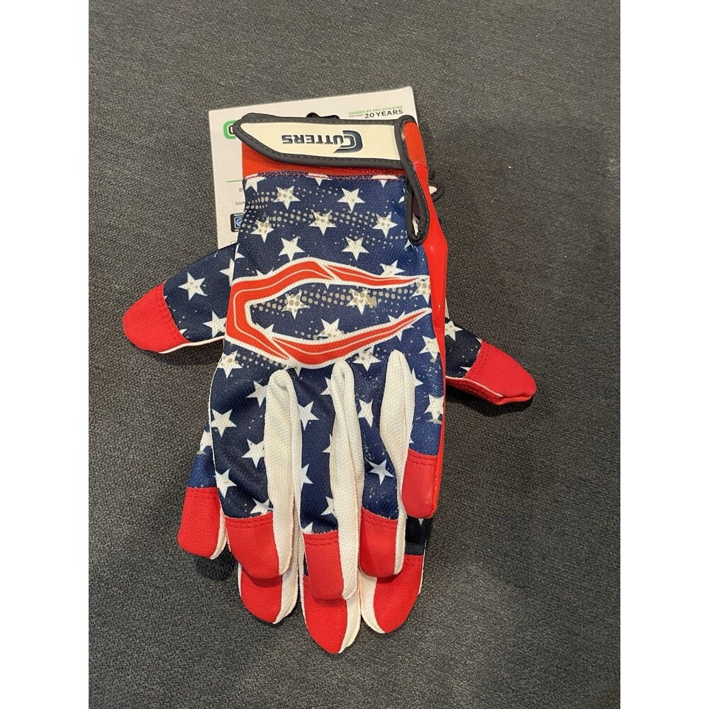 Cutters Game Day Receiver Football Gloves Men's L/XL Flag Red/White/Blue